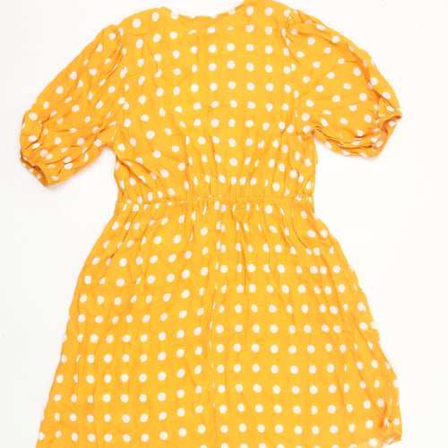 Et Vous Women Yellow Polka Dot Wrap Dress UK 14 Puff Sleeve Viscose