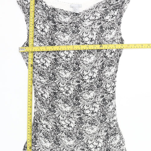 H&M Women’s Black Floral Sleeveless Blouse Size 12 Cowl Neck