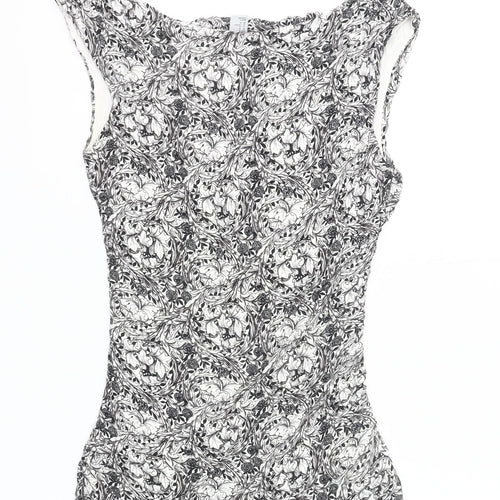 H&M Women’s Black Floral Sleeveless Blouse Size 12 Cowl Neck