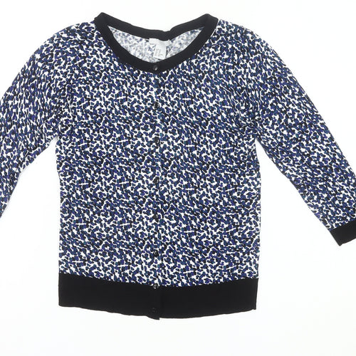 H&M Women’s Blue Animal Print Cardigan XS Cotton Blend