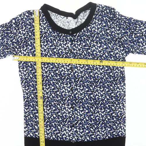 H&M Women’s Blue Animal Print Cardigan XS Cotton Blend