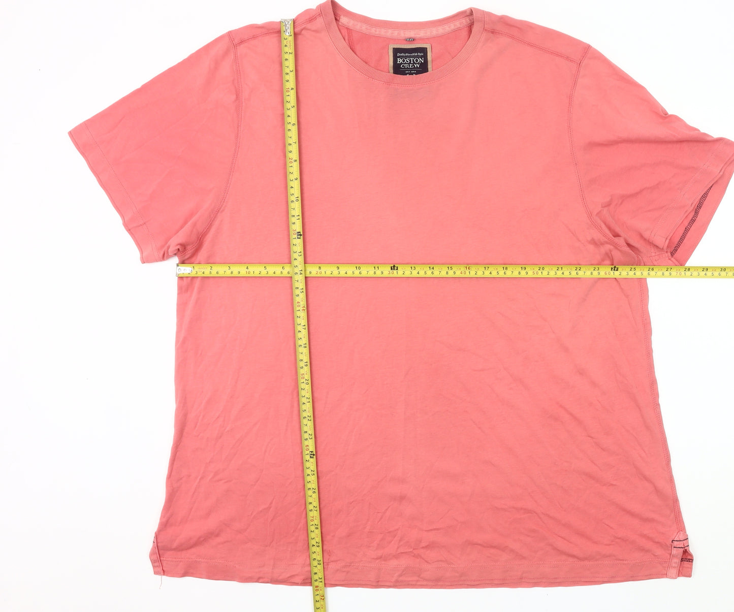 Boston Crew Men’s Pink 3XL Short Sleeve Cotton T-Shirt