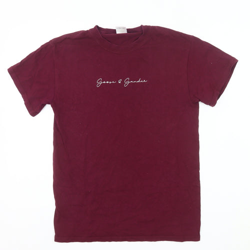 Goose & Gander Men's Red Small Logo Cotton Crew Neck T-Shirt