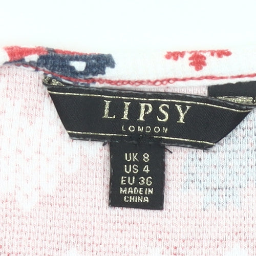 Lipsy Womens Red Christmas Fair Isle Long Sleeve Pyjama Top Size 8