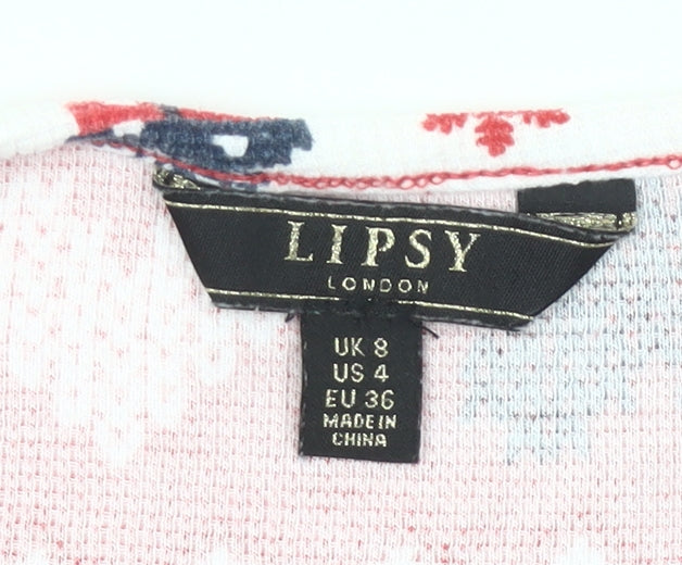 Lipsy Womens Red Christmas Fair Isle Long Sleeve Pyjama Top Size 8