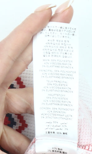 Lipsy Womens Red Christmas Fair Isle Long Sleeve Pyjama Top Size 8