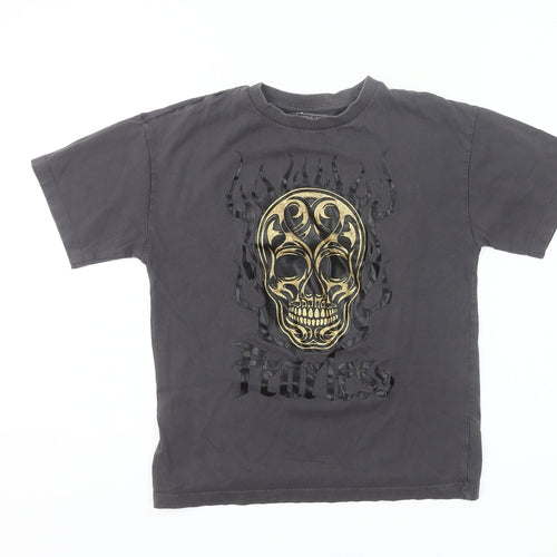 Next Boys Black Skull Fearless Graphic Short Sleeve T-Shirt Age 9 Years