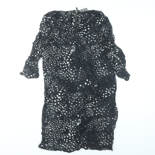 Vero Moda Women Black XS Sheath Animal Print Knee Length Dress