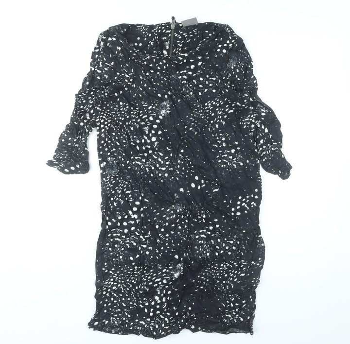 Vero Moda Women Black XS Sheath Animal Print Knee Length Dress
