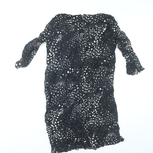 Vero Moda Women Black XS Sheath Animal Print Knee Length Dress