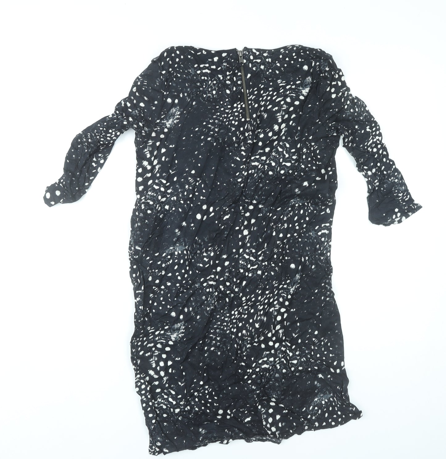 Vero Moda Women Black XS Sheath Animal Print Knee Length Dress