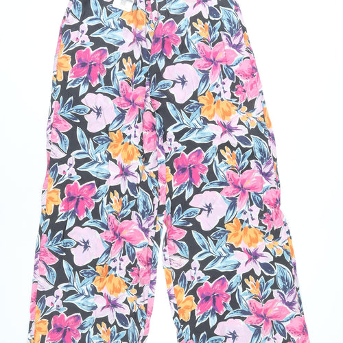 Tu Womens Multicoloured Floral Wide-Leg Trousers Size 8