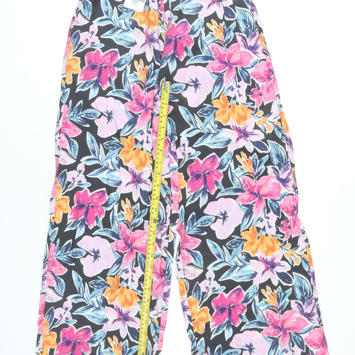 Tu Womens Multicoloured Floral Wide-Leg Trousers Size 8