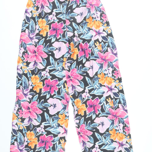 Tu Womens Multicoloured Floral Wide-Leg Trousers Size 8