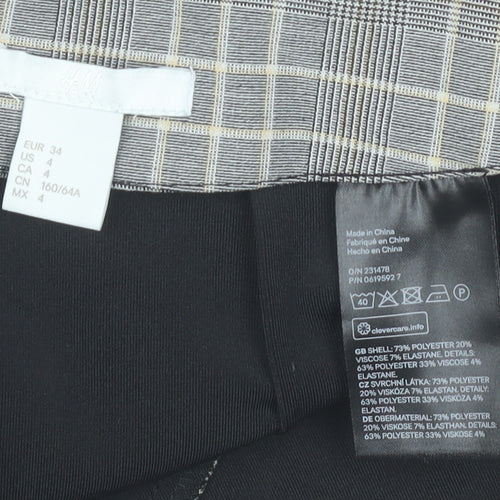 H&M Women Grey Plaid Pencil Skirt Size 6 Ruffle Business Casual