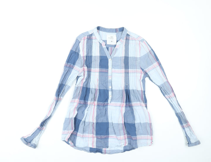 H&M Girls Blue Check Cotton Long Sleeve Blouse Shirt Size 16 Years
