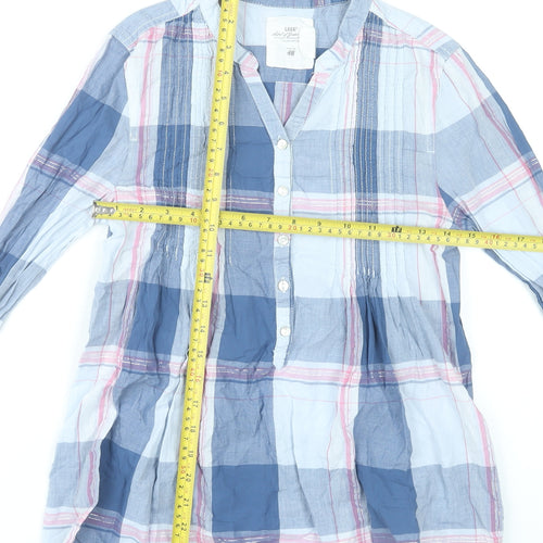 H&M Girls Blue Check Cotton Long Sleeve Blouse Shirt Size 16 Years