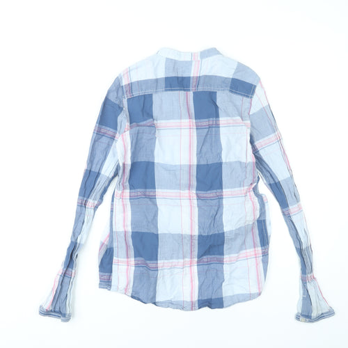 H&M Girls Blue Check Cotton Long Sleeve Blouse Shirt Size 16 Years