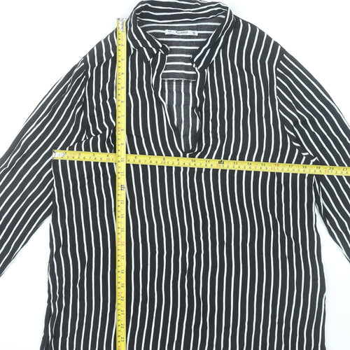 Pull&Bear Women’s Black Striped Tunic Shirt Size 12 Viscose