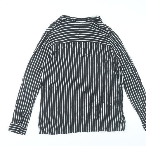 Pull&Bear Women’s Black Striped Tunic Shirt Size 12 Viscose