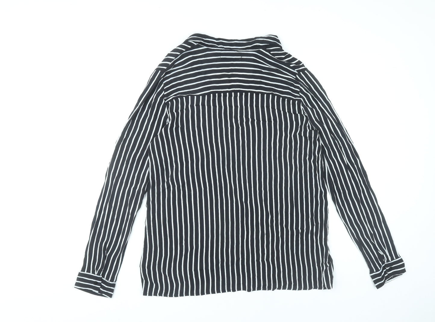 Pull&Bear Women’s Black Striped Tunic Shirt Size 12 Viscose