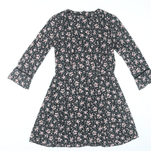 H&M Divided Women’s Black Floral A-Line Dress Size 10