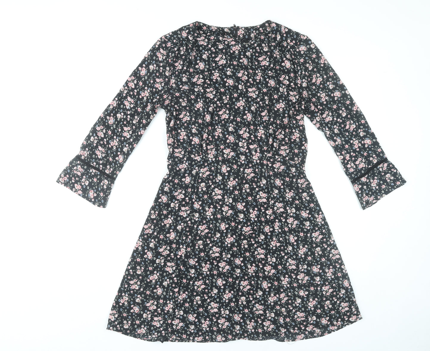 H&M Divided Women’s Black Floral A-Line Dress Size 10