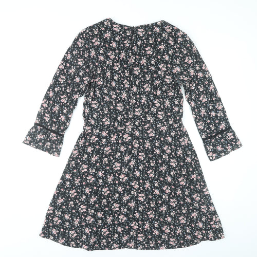 H&M Divided Women’s Black Floral A-Line Dress Size 10