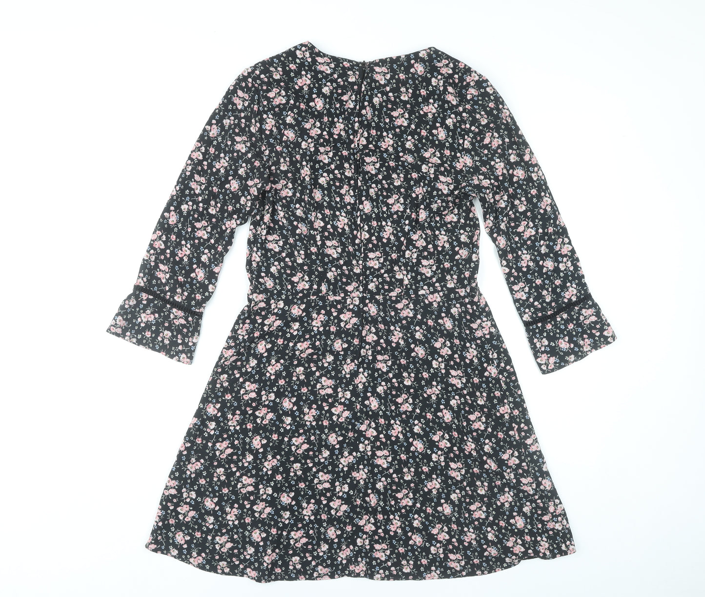 H&M Divided Women’s Black Floral A-Line Dress Size 10