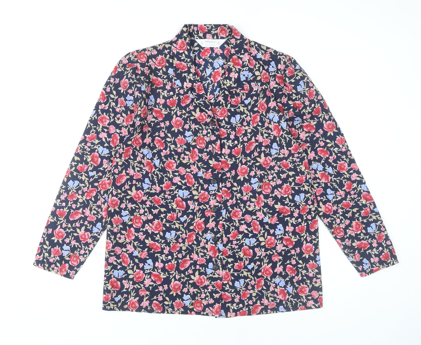 St Michael Women’s Multicoloured Floral Button-Up Shirt Size 14