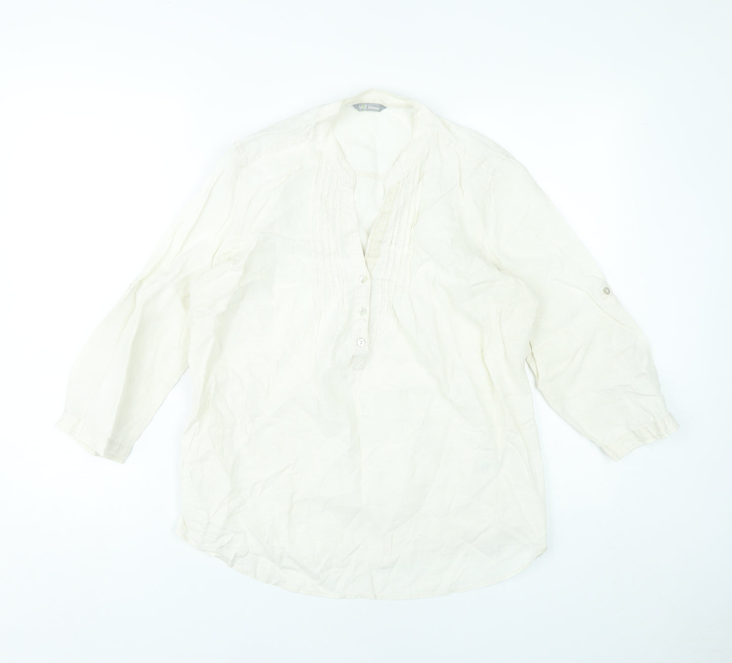 Marks and Spencer Women’s Ivory Linen Tunic Blouse UK 10
