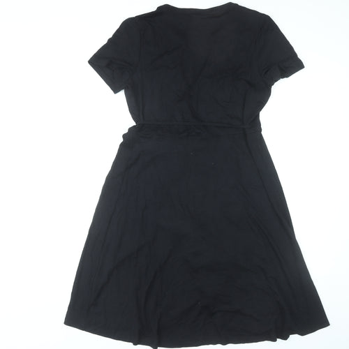 Esprit Women Black L Wrap Dress Viscose Short Sleeve