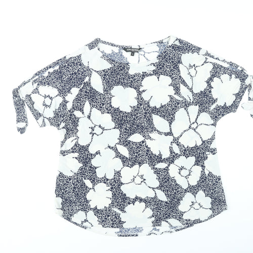 Debenhams Women’s Blue White Floral T-Shirt Size 14 Short Sleeve