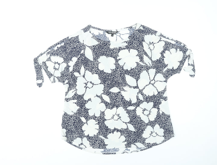 Debenhams Women’s Blue White Floral T-Shirt Size 14 Short Sleeve
