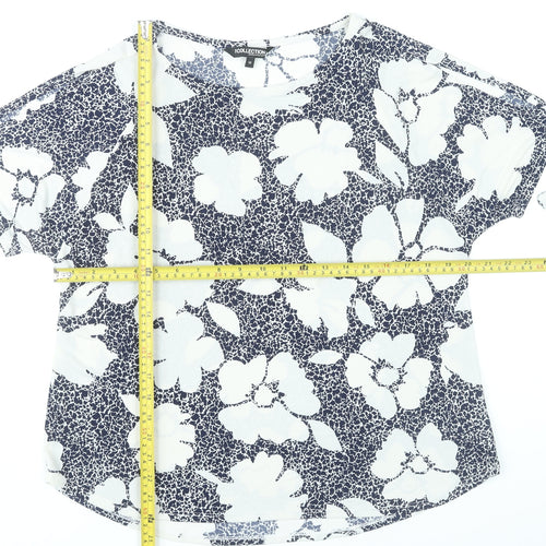 Debenhams Women’s Blue White Floral T-Shirt Size 14 Short Sleeve