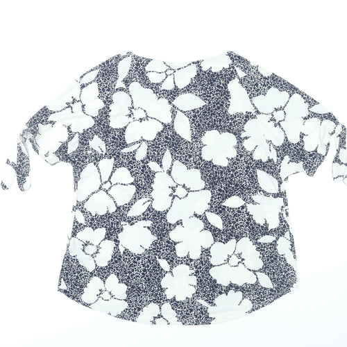 Debenhams Women’s Blue White Floral T-Shirt Size 14 Short Sleeve