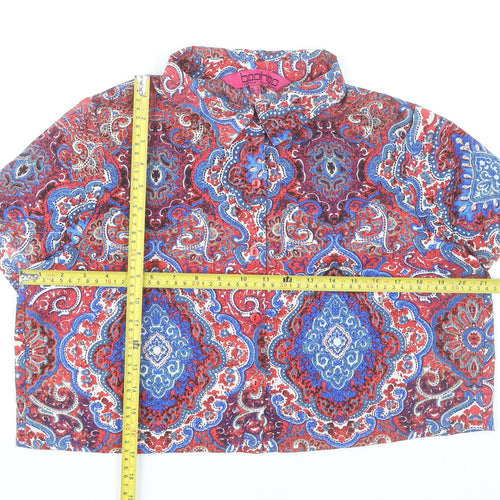 Boohoo Womens Multicoloured Paisley Blouse UK 12 Short Sleeve Cropped
