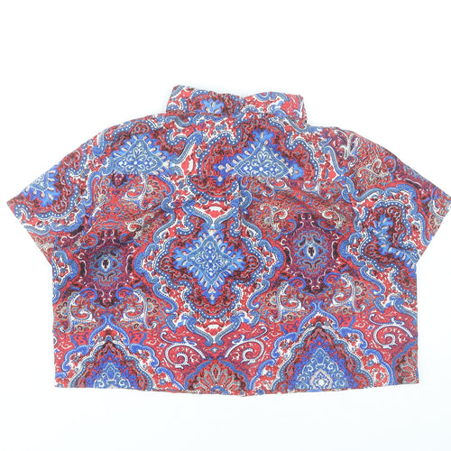 Boohoo Womens Multicoloured Paisley Blouse UK 12 Short Sleeve Cropped