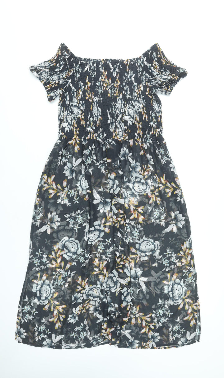 Boux Avenue Women’s Black Floral Midi A-Line Dress Size 10-12