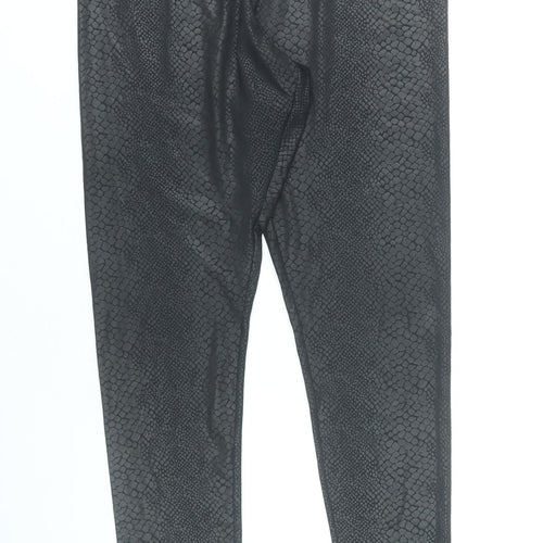 H&M Divided Women Black L Animal Print Stretch Leggings