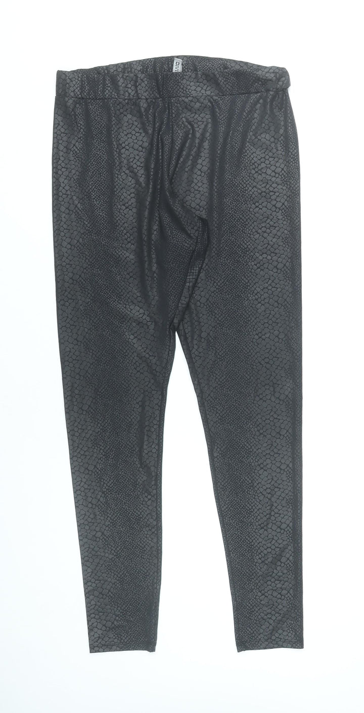 H&M Divided Women Black L Animal Print Stretch Leggings