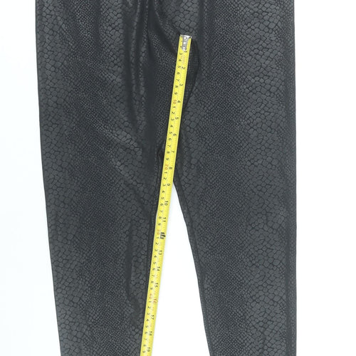 H&M Divided Women Black L Animal Print Stretch Leggings