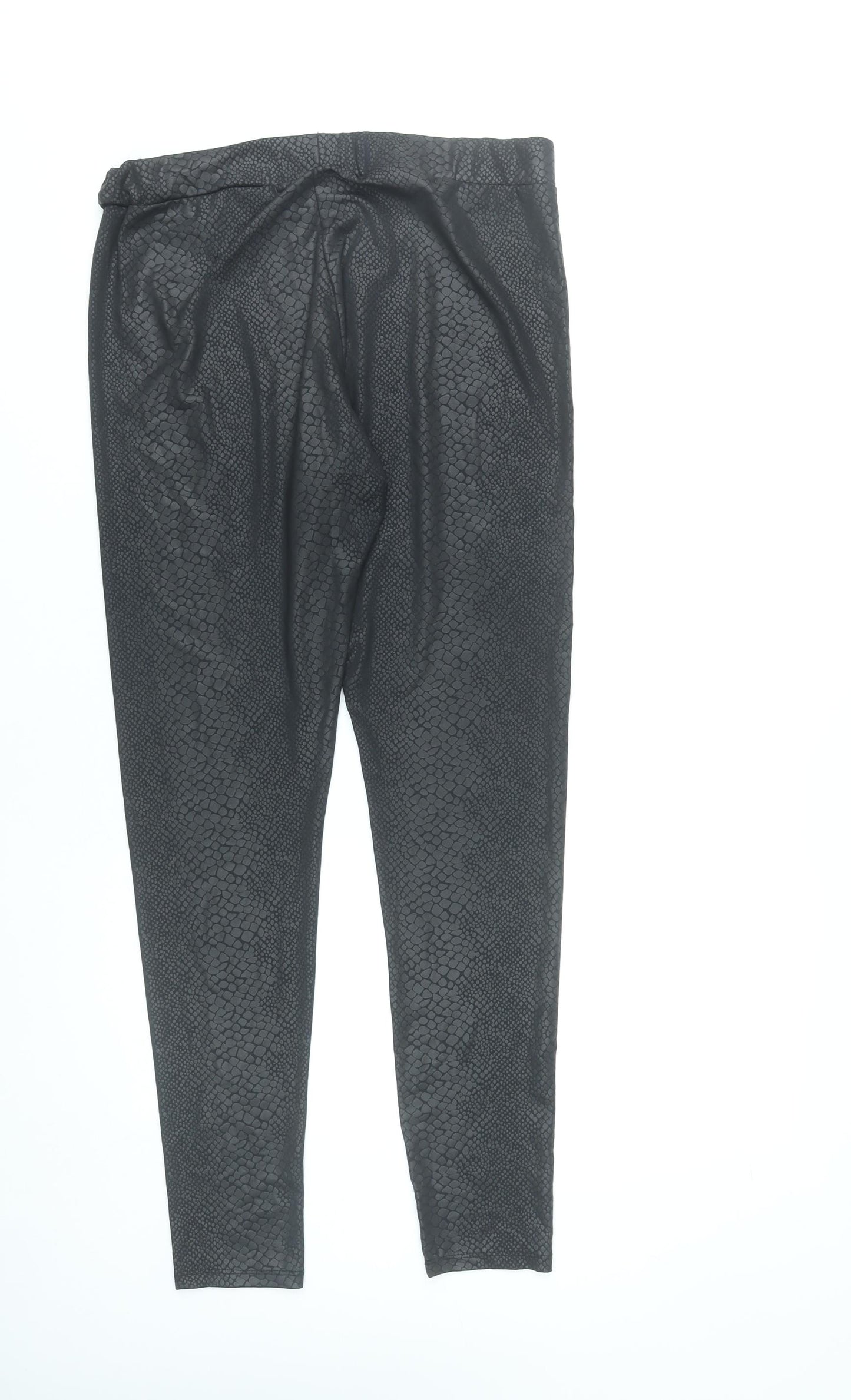 H&M Divided Women Black L Animal Print Stretch Leggings