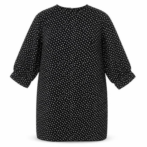 Boohoo Women Black Polka Dot Shift Dress Size 12 Puff Sleeve