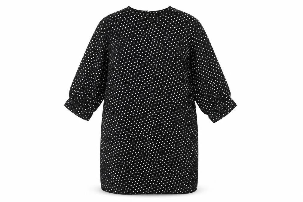Boohoo Women Black Polka Dot Shift Dress Size 12 Puff Sleeve