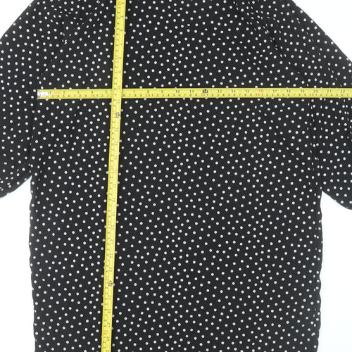 Boohoo Women Black Polka Dot Shift Dress Size 12 Puff Sleeve