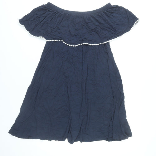 Marks and Spencer Women Blue Off Shoulder Skater Dress Size 12