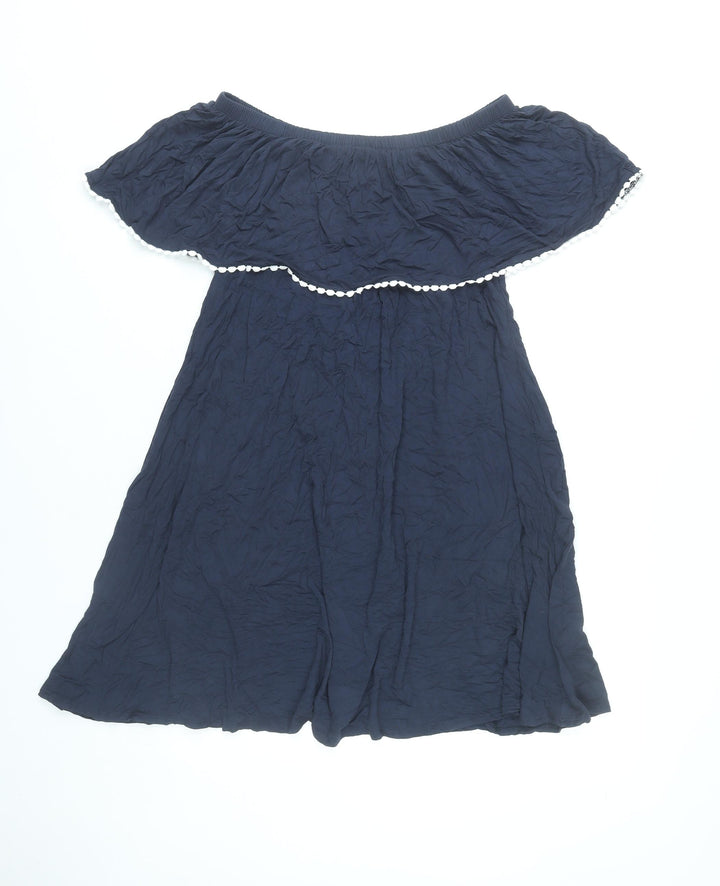 Marks and Spencer Women Blue Off Shoulder Skater Dress Size 12