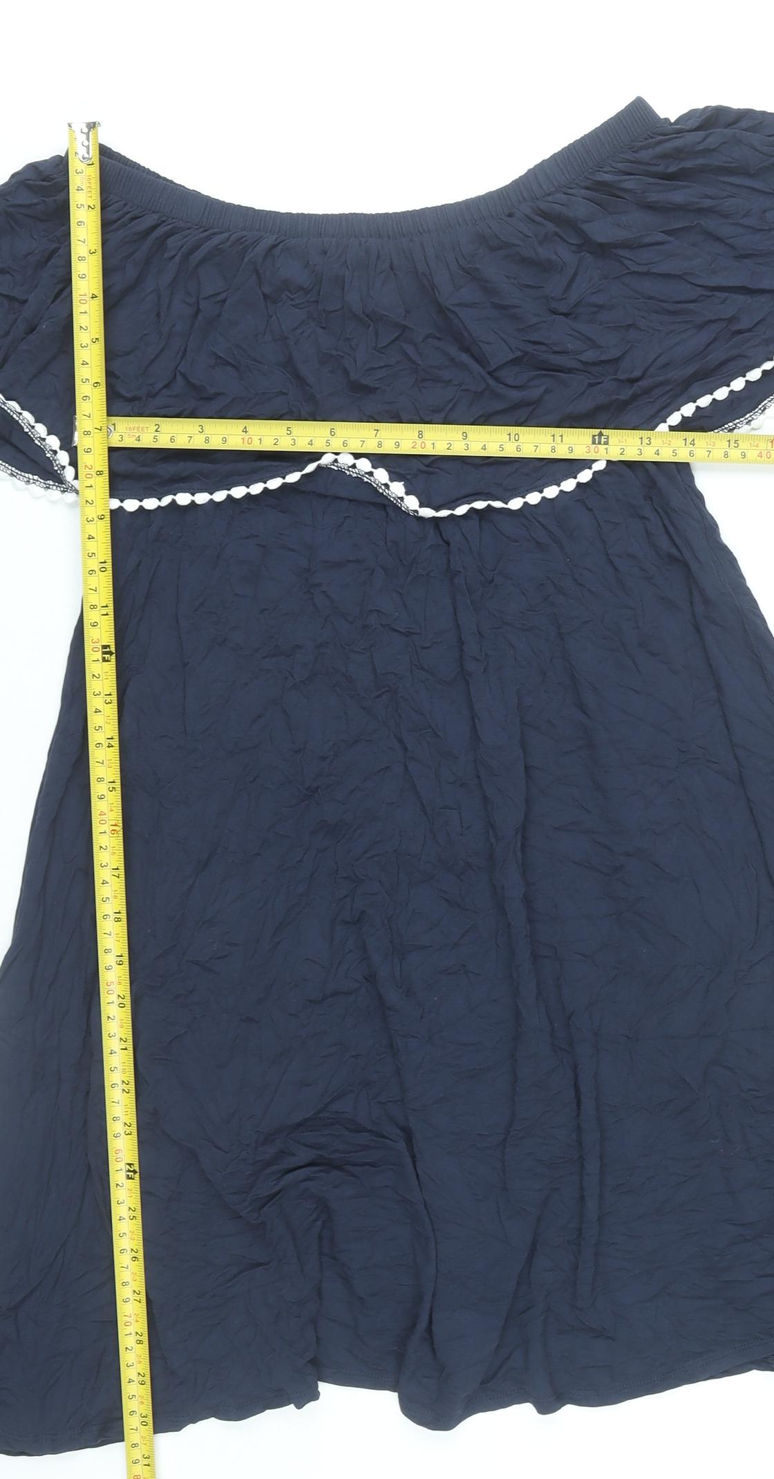 Marks and Spencer Women Blue Off Shoulder Skater Dress Size 12