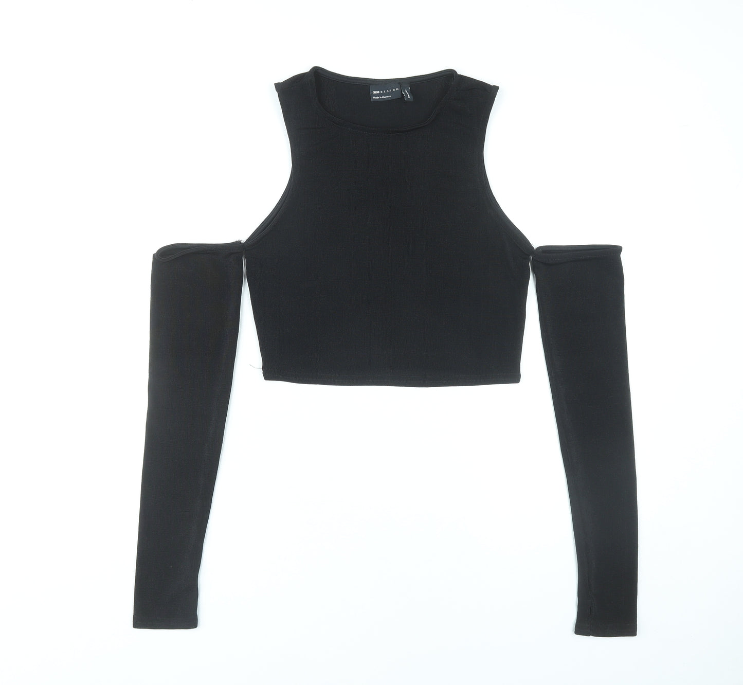 ASOS Design Women Black Size 12 Cropped Cold Shoulder Top